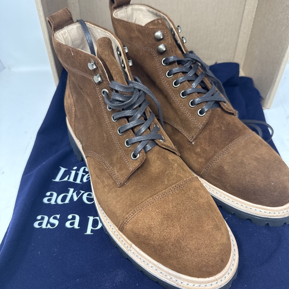 Mens 10.5 Taylor Stitch Moto Boot Snuff Suede Leather Ankle Vibram Motorcycle